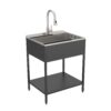 Transolid 22.1-in x 28-in 1 -Basin Matte Black Freestanding Laundry sink with Faucet