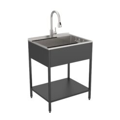 Transolid 22.1-in x 28-in 1 -Basin Matte Black Freestanding Laundry sink with Faucet