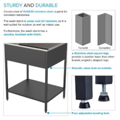 Transolid 22.1-in x 28-in 1 -Basin Matte Black Freestanding Laundry sink with Faucet