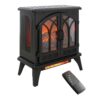 EdenDirect 23.78-in W 5118 -BTU Black-2 Wood and metal Corner Infrared quartz Electric Stove with Thermostat and Remote