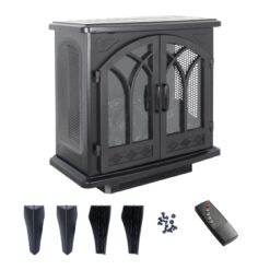 EdenDirect 23.78-in W 5118 -BTU Black-2 Wood and metal Corner Infrared quartz Electric Stove with Thermostat and Remote