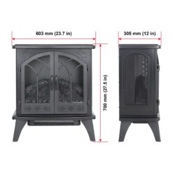 EdenDirect 23.78-in W 5118 -BTU Black-2 Wood and metal Corner Infrared quartz Electric Stove with Thermostat and Remote
