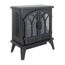 EdenDirect 23.78-in W 5118 -BTU Black-2 Wood and metal Corner Infrared quartz Electric Stove with Thermostat and Remote