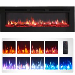EdenDirect 50-in W Black Wall mount LED Electric Fireplace with Remote Control Included
