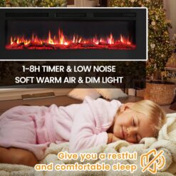 EdenDirect 50-in W Black Wall mount LED Electric Fireplace with Remote Control Included