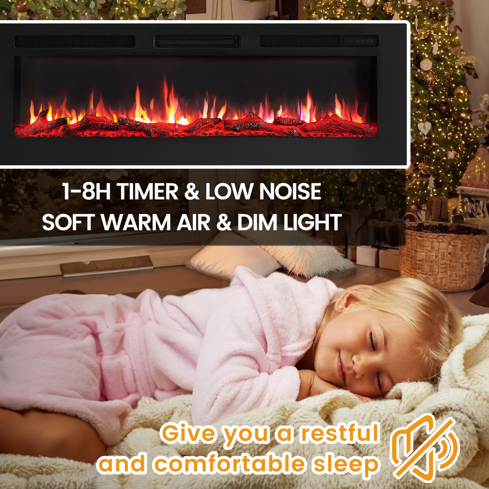 EdenDirect 50-in W Black Wall mount LED Electric Fireplace with Remote Control Included