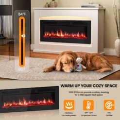 EdenDirect 50-in W Black Wall mount LED Electric Fireplace with Remote Control Included
