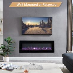 EdenDirect 50-in W Black Wall mount LED Electric Fireplace with Remote Control Included