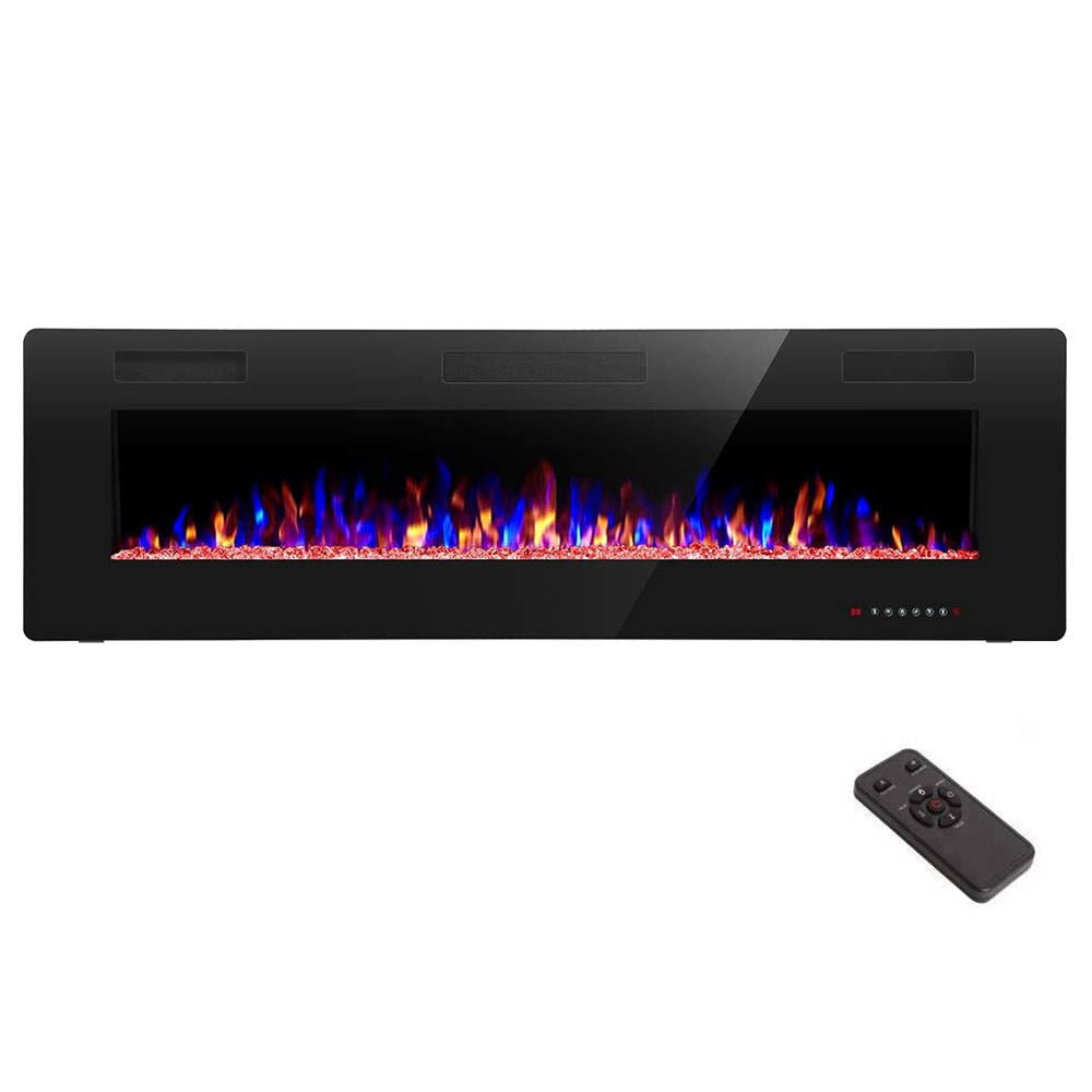 EdenDirect 60-in W Black Wall mount LED Electric Fireplace with Remote Control Included