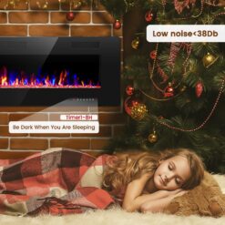 EdenDirect 60-in W Black Wall mount LED Electric Fireplace with Remote Control Included