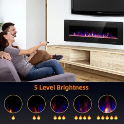EdenDirect 50-in W Black Wall mount LED Electric Fireplace with Remote Control Included