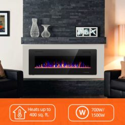 EdenDirect 50-in W Black Wall mount LED Electric Fireplace with Remote Control Included