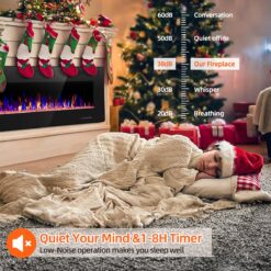 EdenDirect 50-in W Black Wall mount LED Electric Fireplace with Remote Control Included