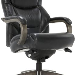 La-Z-Boy Delano Black Bonded Leather Traditional Ergonomic Adjustable Height Swivel Faux Leather Executive Chair
