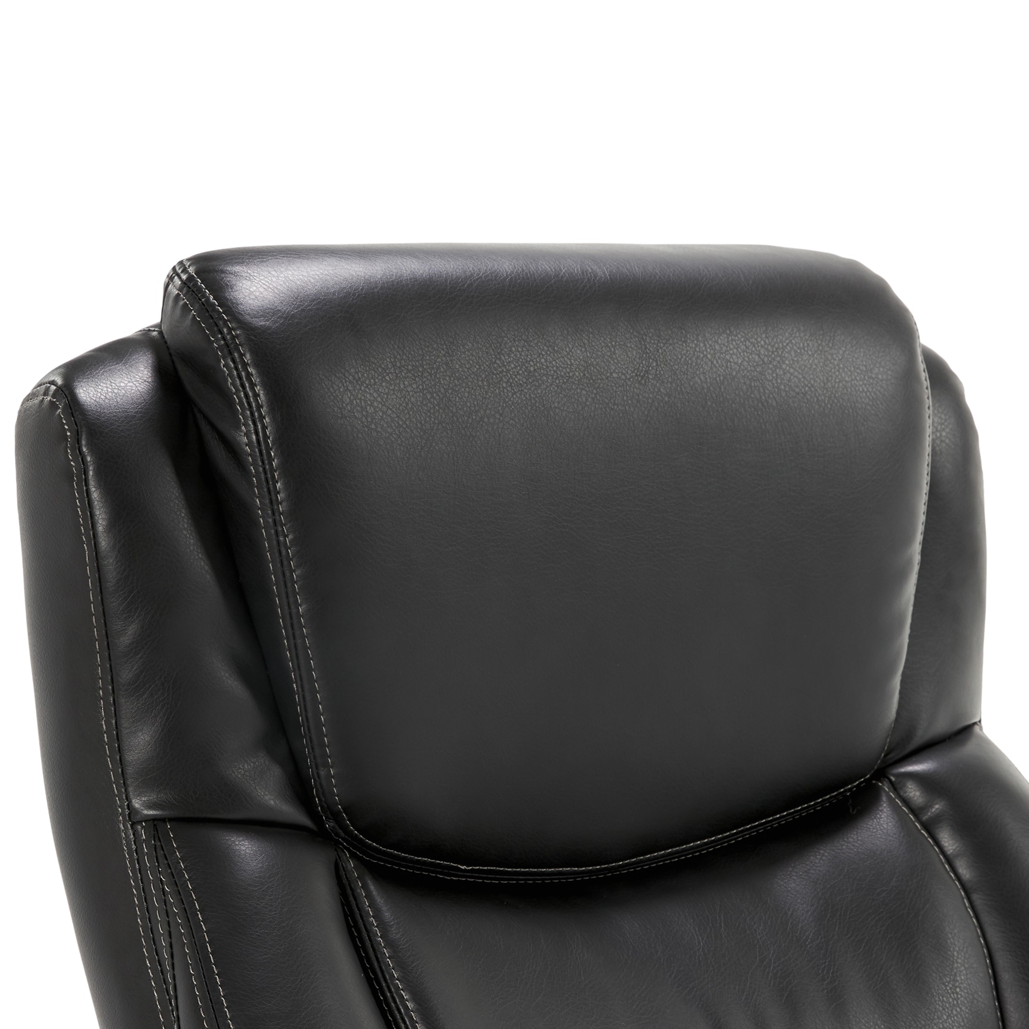 La-Z-Boy Delano Black Bonded Leather Traditional Ergonomic Adjustable Height Swivel Faux Leather Executive Chair