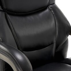 La-Z-Boy Delano Black Bonded Leather Traditional Ergonomic Adjustable Height Swivel Faux Leather Executive Chair