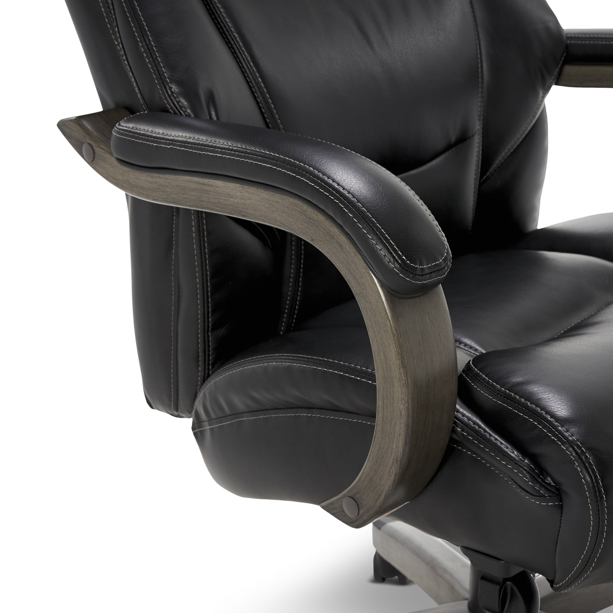 La-Z-Boy Delano Black Bonded Leather Traditional Ergonomic Adjustable Height Swivel Faux Leather Executive Chair
