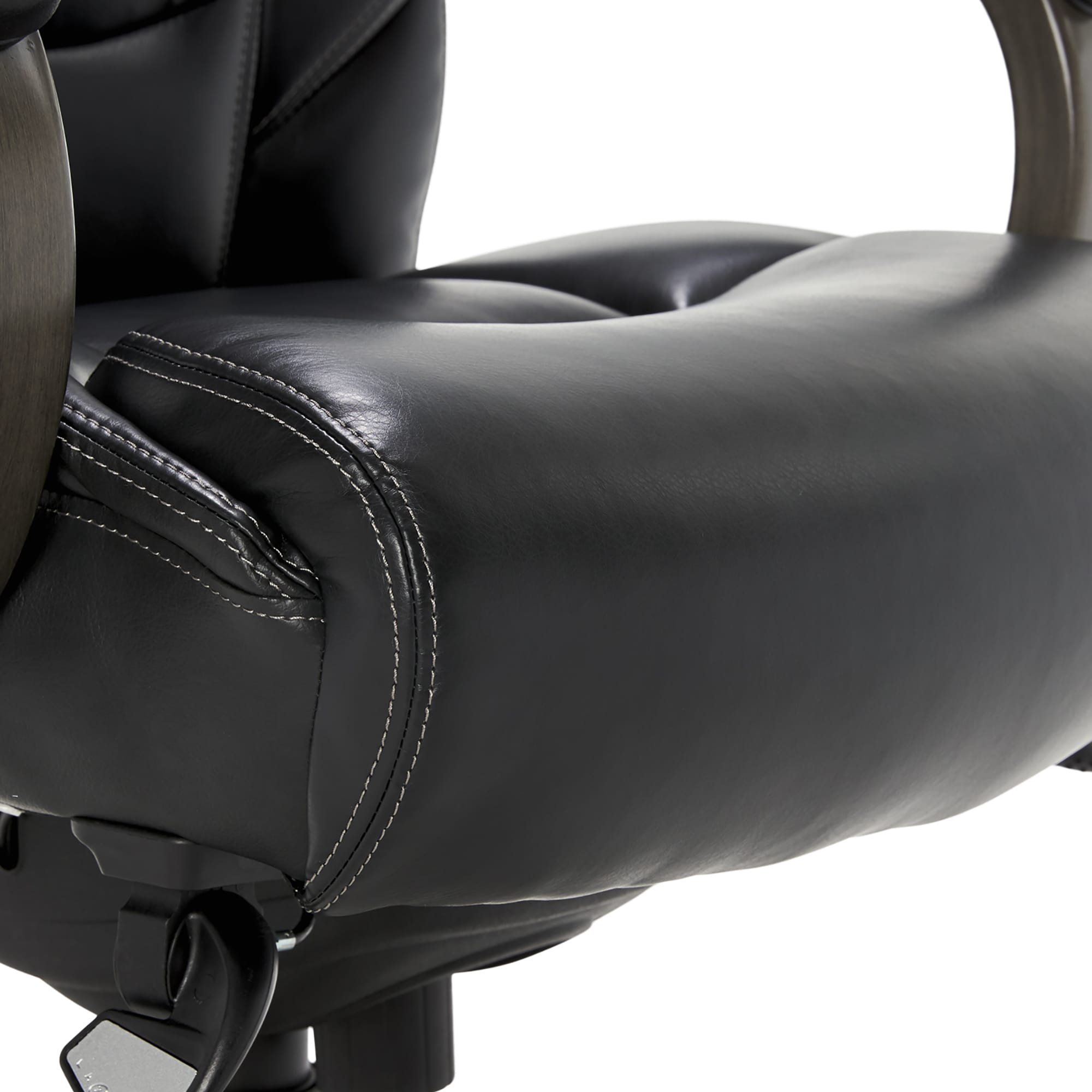 La-Z-Boy Delano Black Bonded Leather Traditional Ergonomic Adjustable Height Swivel Faux Leather Executive Chair