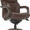 La-Z-Boy Delano Brown Bonded Leather Traditional Ergonomic Adjustable Height Swivel Faux Leather Executive Chair