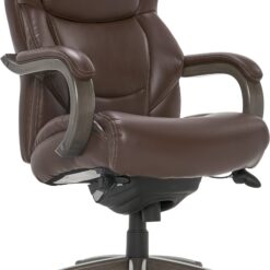 La-Z-Boy Delano Brown Bonded Leather Traditional Ergonomic Adjustable Height Swivel Faux Leather Executive Chair