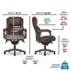 La-Z-Boy Delano Brown Bonded Leather Traditional Ergonomic Adjustable Height Swivel Faux Leather Executive Chair