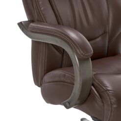 La-Z-Boy Delano Brown Bonded Leather Traditional Ergonomic Adjustable Height Swivel Faux Leather Executive Chair