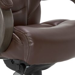 La-Z-Boy Delano Brown Bonded Leather Traditional Ergonomic Adjustable Height Swivel Faux Leather Executive Chair