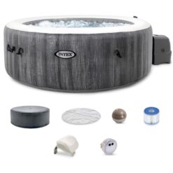 Intex 28439EP PureSpa Plus Greywood Inflatable Bubble Jet Spa 77 x 28 Inches