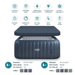 Wave 130 Jet 6 -Person Inflatable Square Hot Tub (Cover Included)