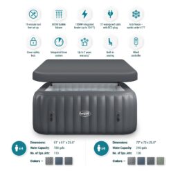 Wave 130 Jet 6 -Person Inflatable Square Hot Tub (Cover Included)