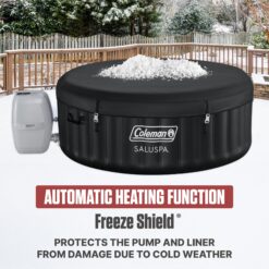Coleman Miami 2-4 Person AirJet Inflatable Hot Tub with Cover Black 71 Inchesx26 Inches