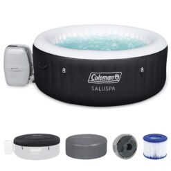 Coleman Miami AirJet Round Inflatable Hot Tub with EnergySense Cover Black