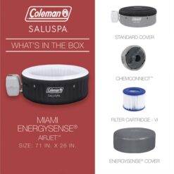 Coleman Miami AirJet Round Inflatable Hot Tub with EnergySense Cover Black