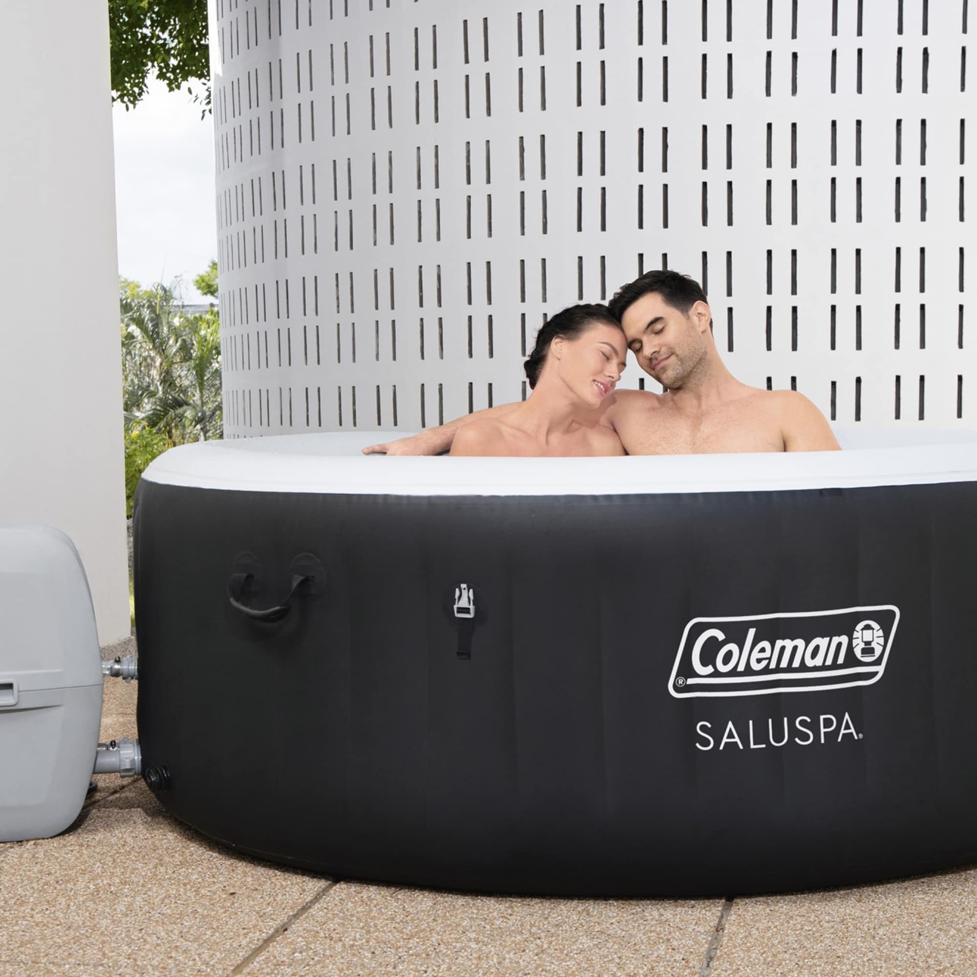 Coleman Miami AirJet Round Inflatable Hot Tub with EnergySense Cover Black