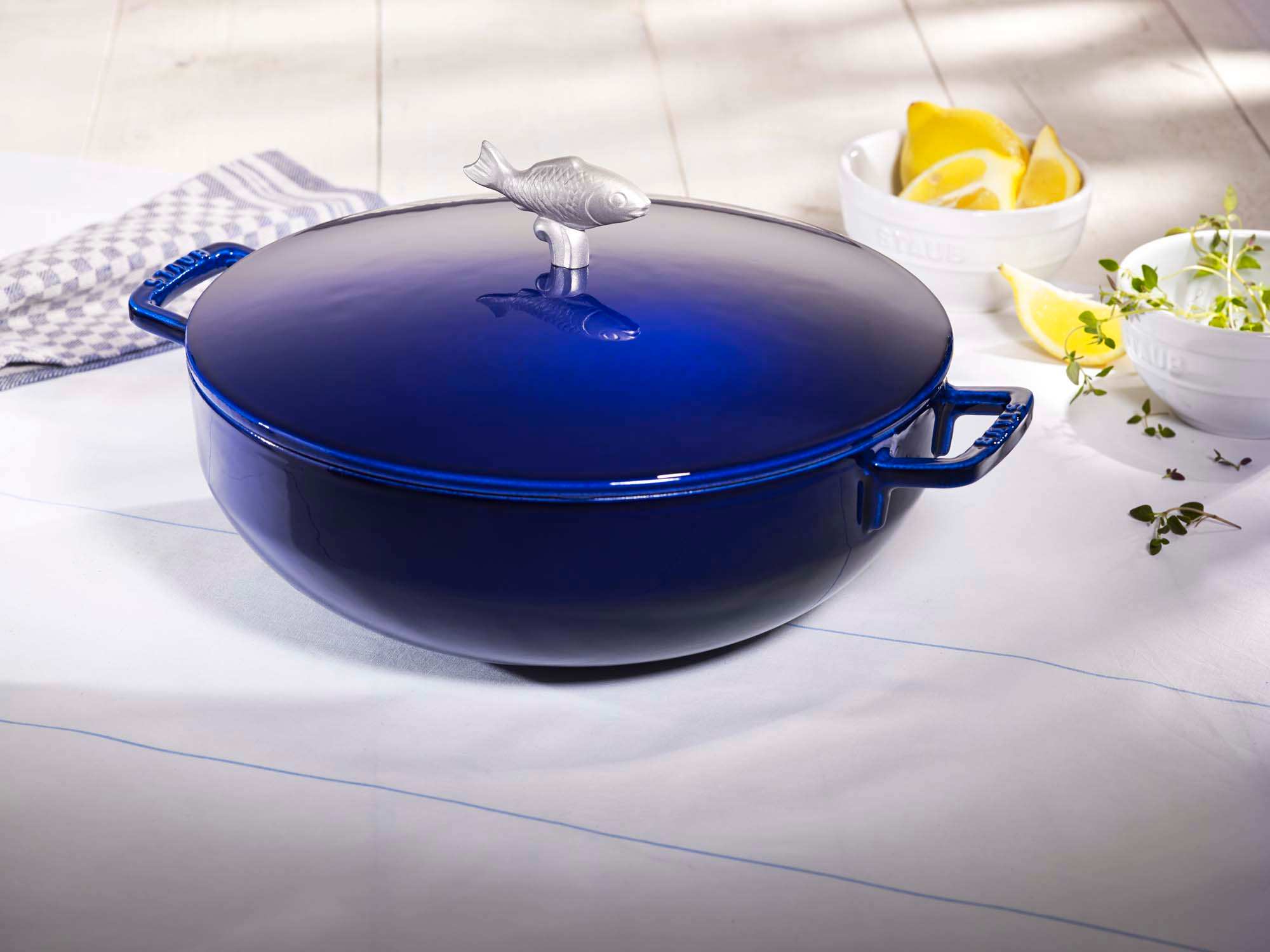 STAUB Cast Iron 5-qt Bouillabaisse Pot - Dark Blue