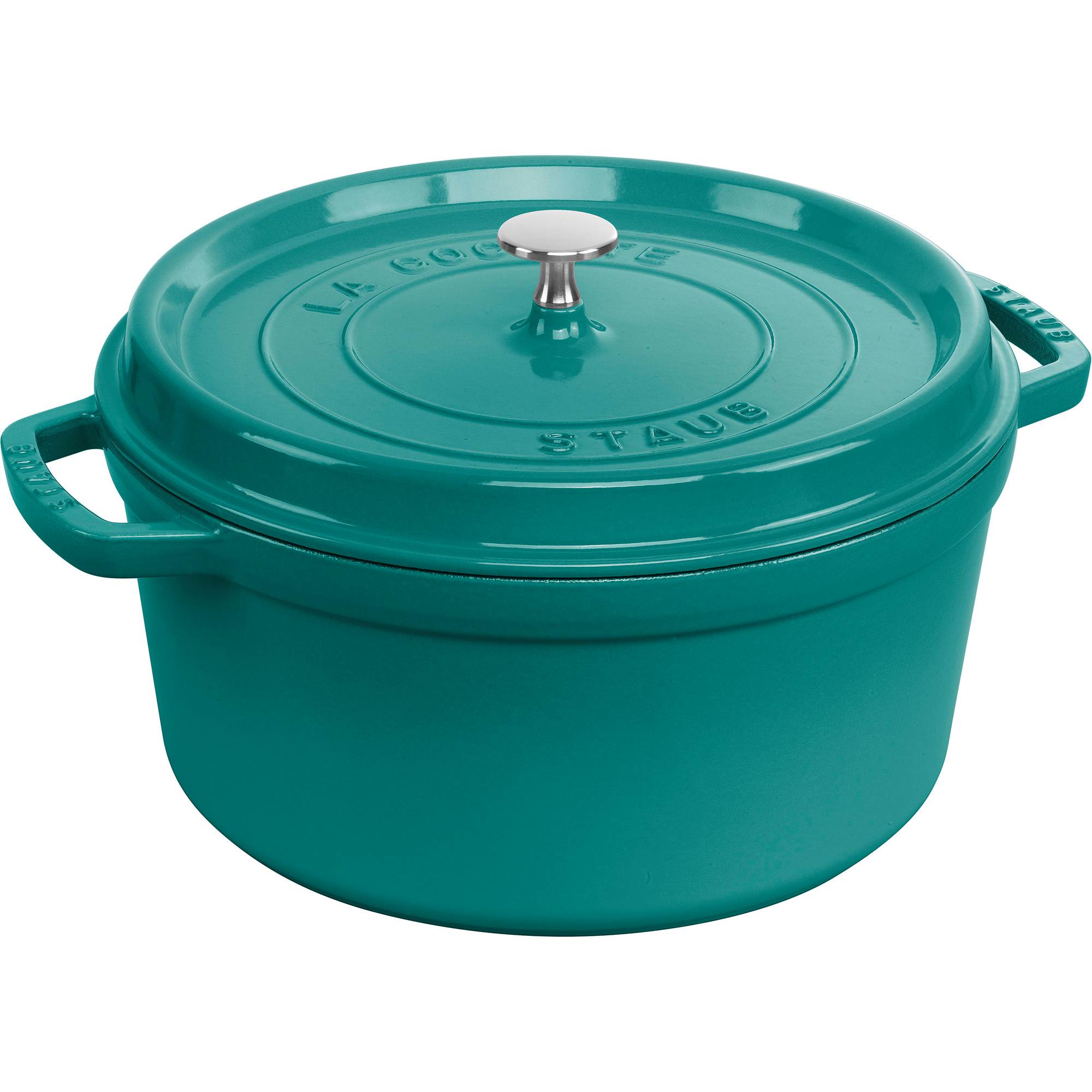 STAUB Cast Iron 7-qt Round Cocotte - Turquoise