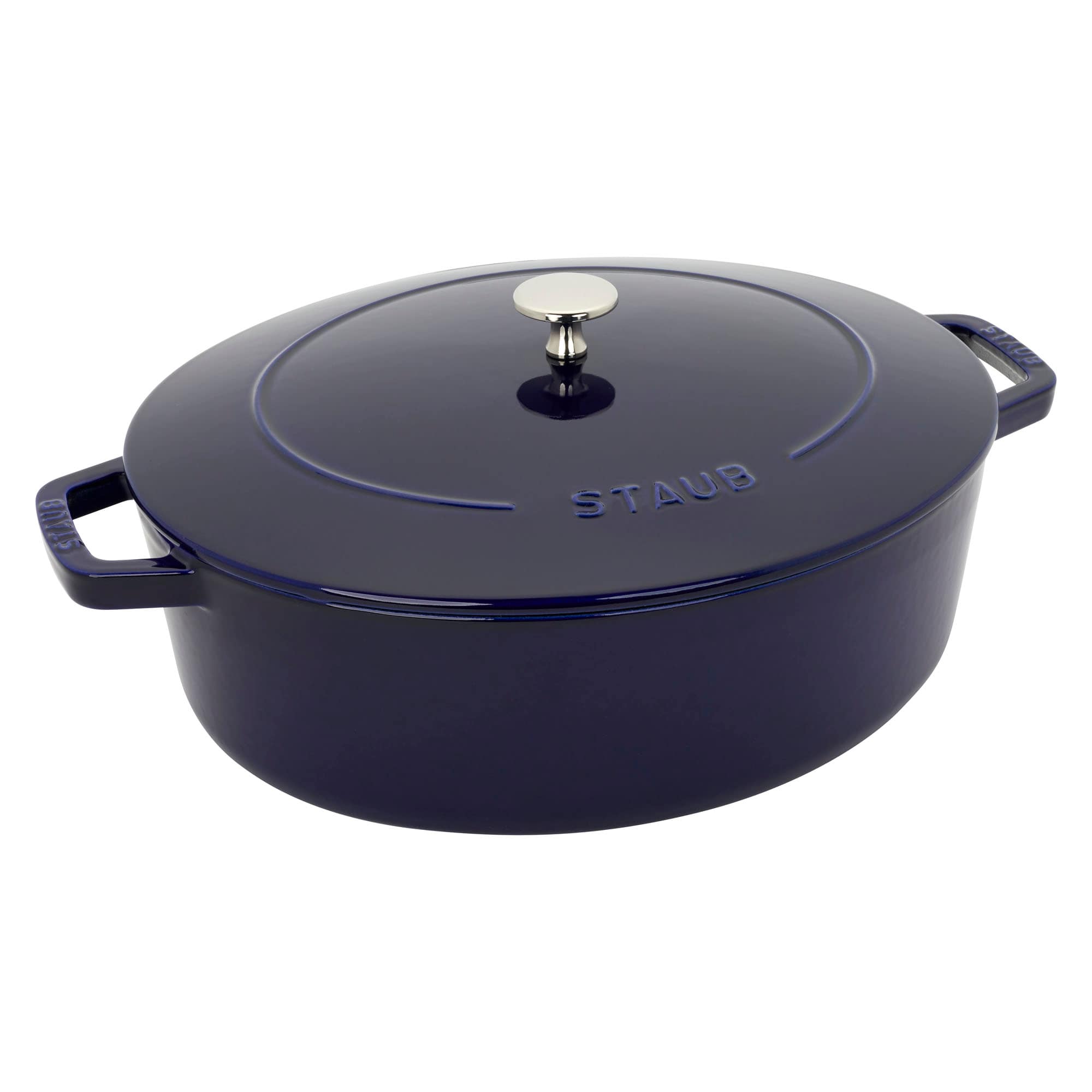 STAUB Cast Iron 6.25-qt Shallow Oval Dutch Oven - Dark Blue