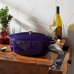 STAUB Cast Iron 6.25-qt Shallow Oval Dutch Oven - Dark Blue