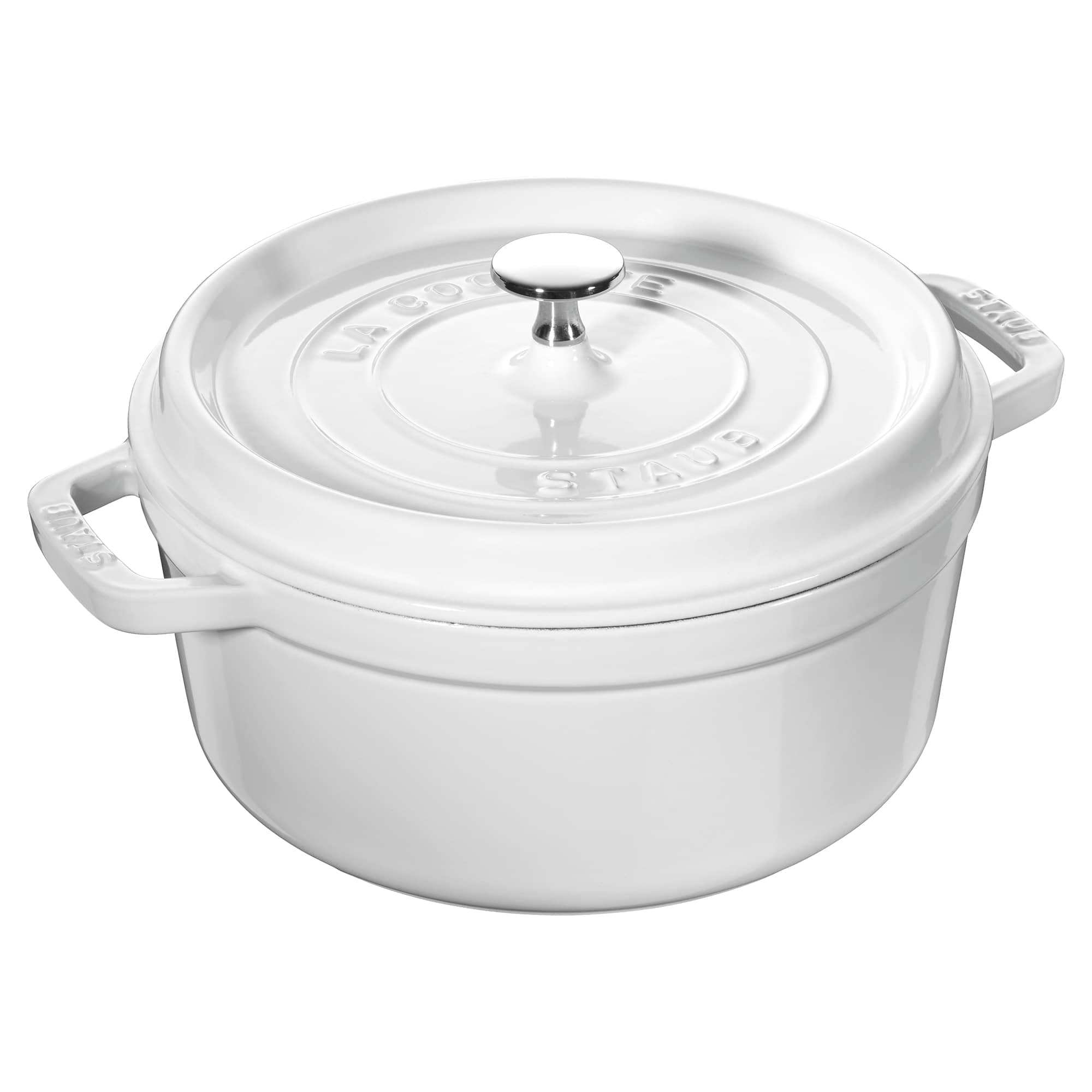 STAUB Cast Iron Round Cocotte Dutch Oven 4-quart serves 3-4 Made in France White
