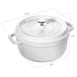 STAUB Cast Iron Round Cocotte Dutch Oven 4-quart serves 3-4 Made in France White