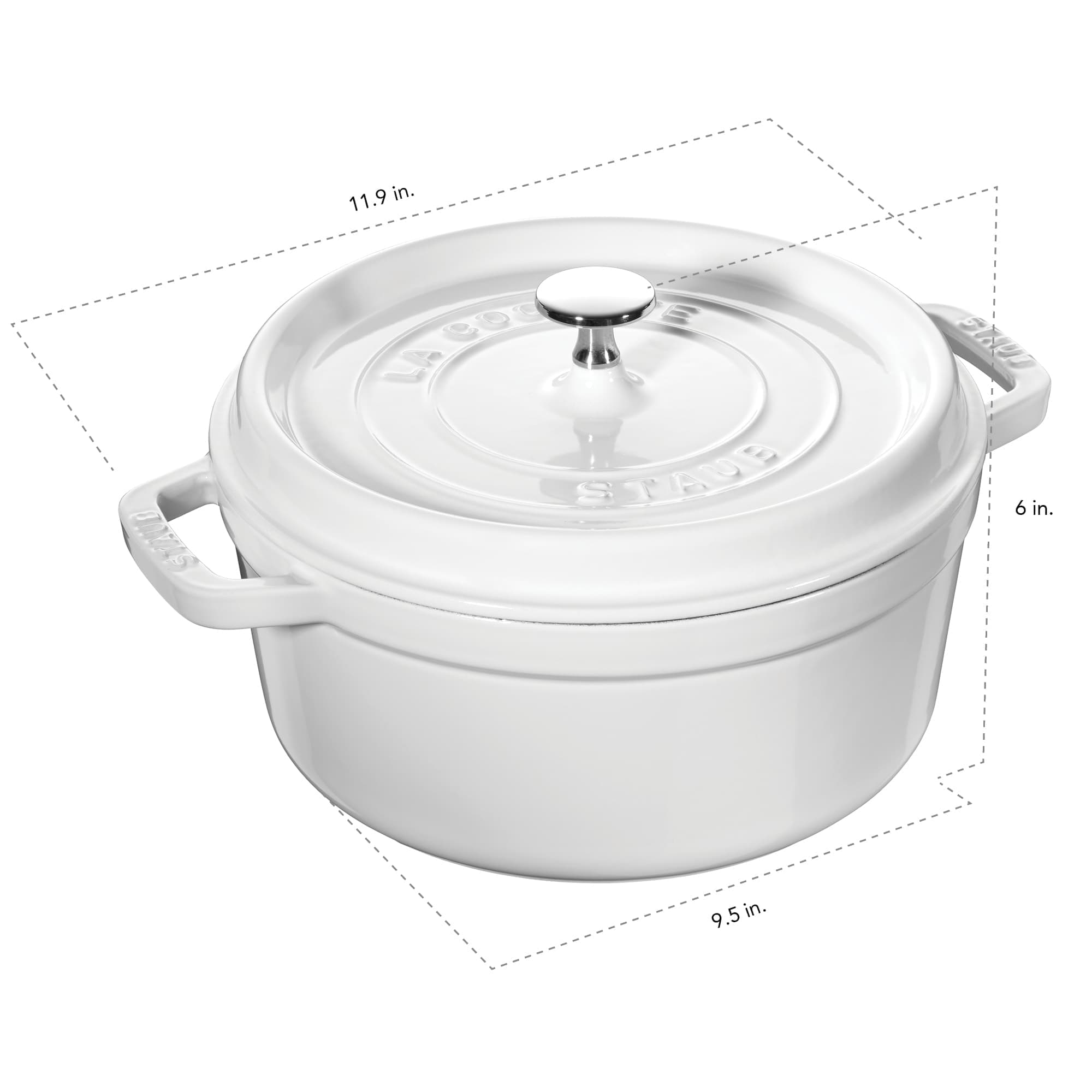 STAUB Cast Iron Round Cocotte Dutch Oven 4-quart serves 3-4 Made in France White