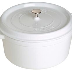 STAUB Cast Iron Round Cocotte Dutch Oven 7-quart serves 7-8 Made in France White