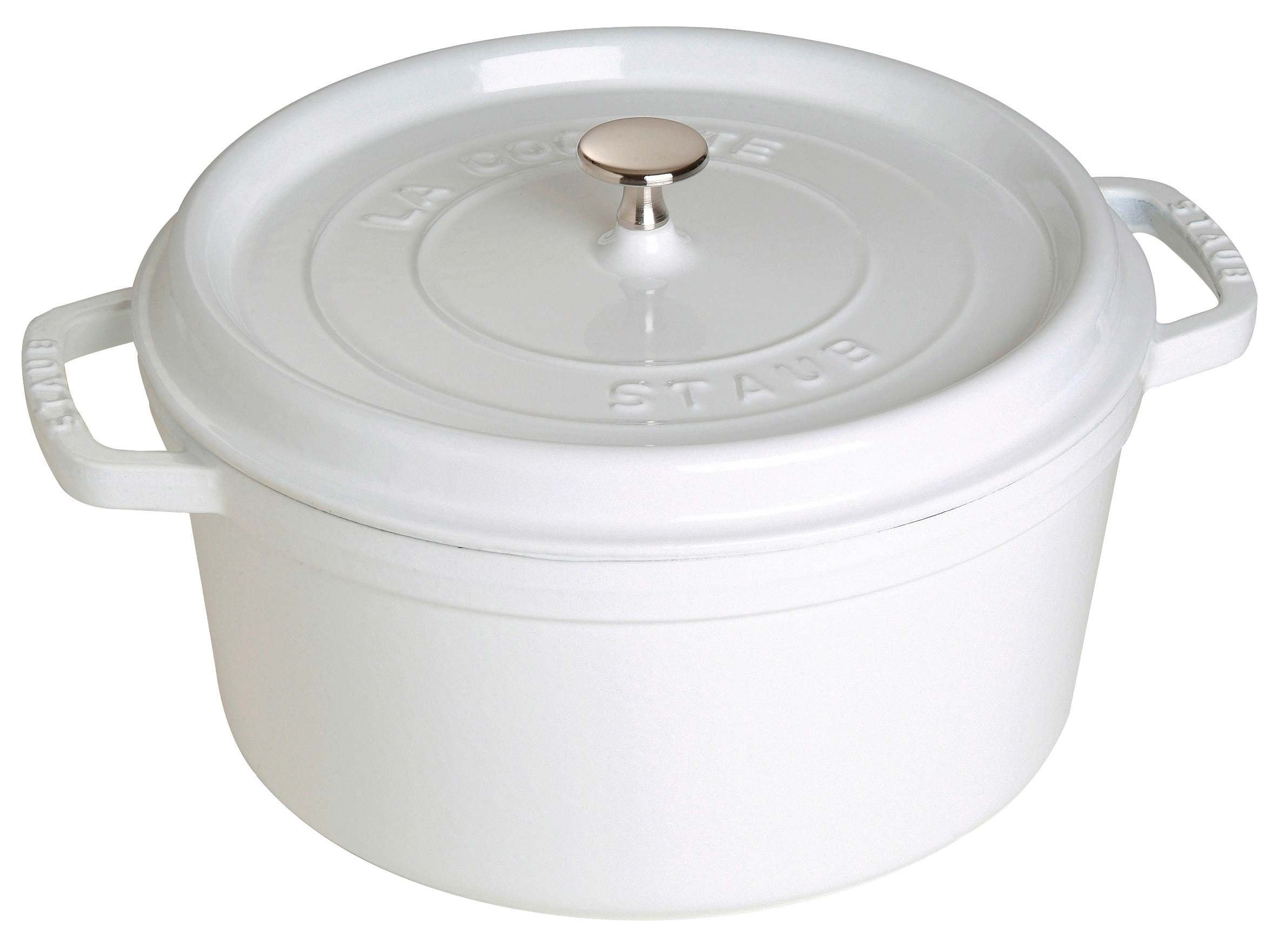STAUB Cast Iron Round Cocotte Dutch Oven 7-quart serves 7-8 Made in France White