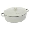 STAUB Cast Iron 6.25-qt Shallow Oval Dutch Oven - White Truffle
