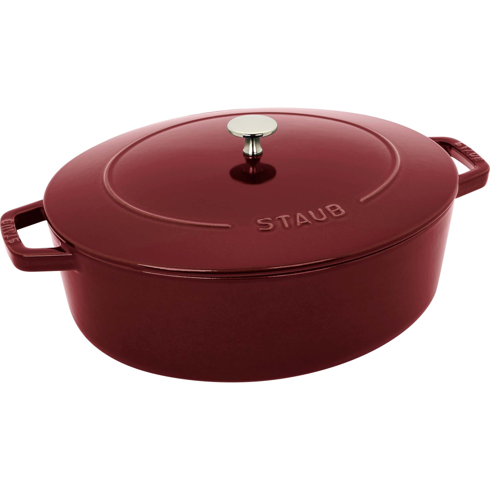 STAUB Cast Iron 6.25-qt Shallow Oval Dutch Oven - Grenadine