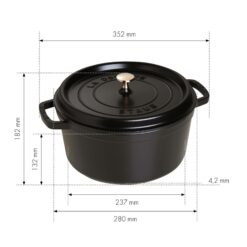 STAUB Cast Iron Round Cocotte Dutch Oven 7-quart serves 7-8 Made in France Matte Black