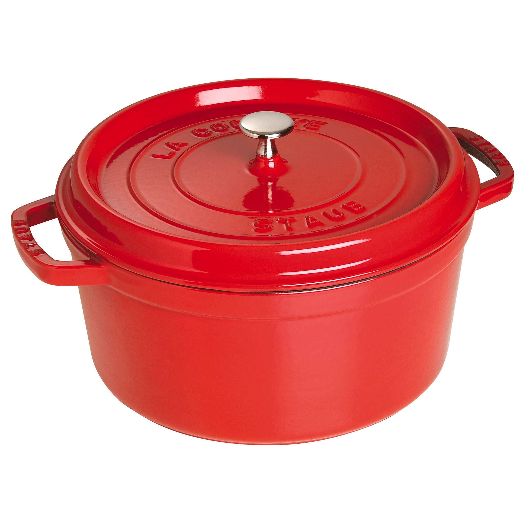STAUB Cast Iron Round Cocotte Dutch Oven 7-quart serves 7-8 Made in France Cherry
