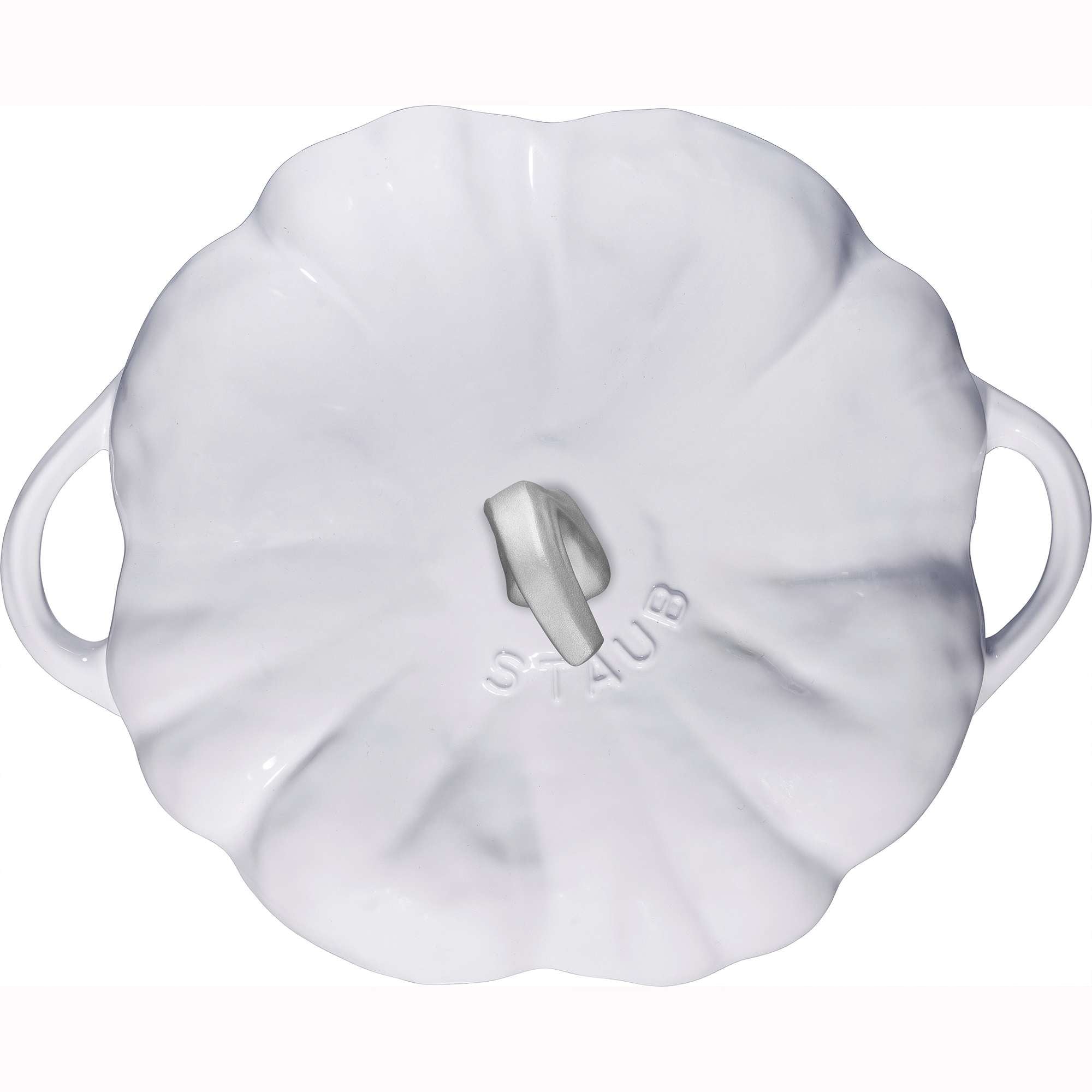 STAUB Cast Iron 3.5-qt Pumpkin Cocotte with Stainless Steel Knob - White