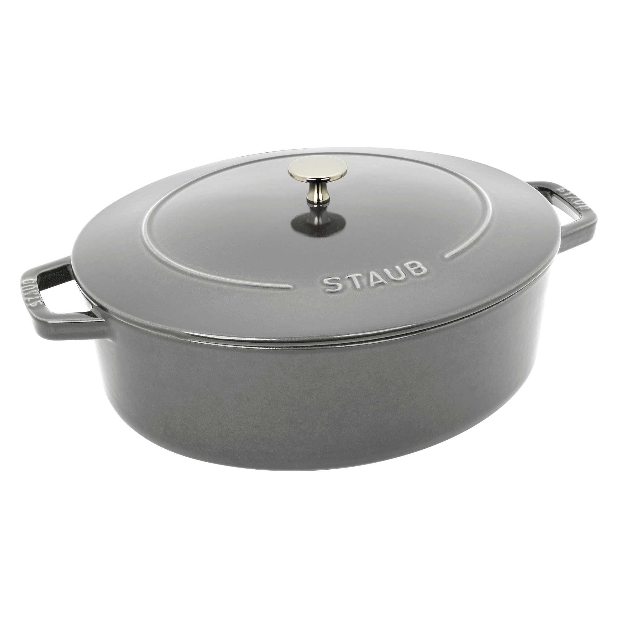 STAUB Cast Iron 6.25-qt Shallow Oval Dutch Oven - Graphite