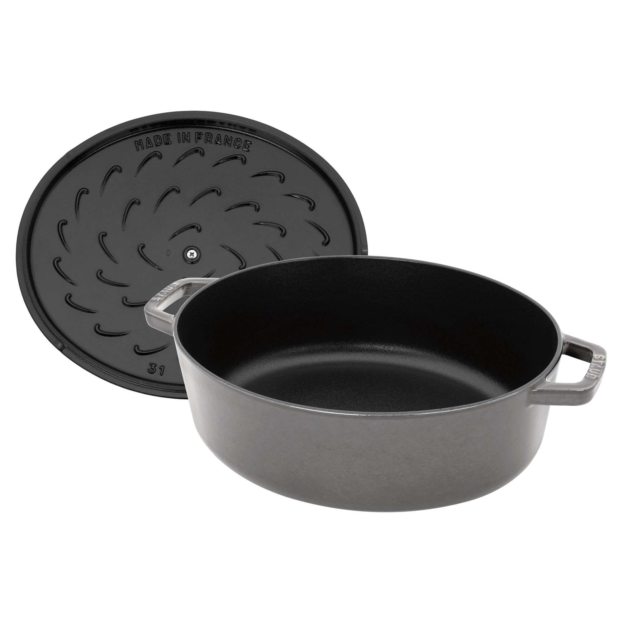 STAUB Cast Iron 6.25-qt Shallow Oval Dutch Oven - Graphite